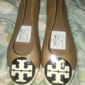 Tory Burch Tan Leather Ballet Flats